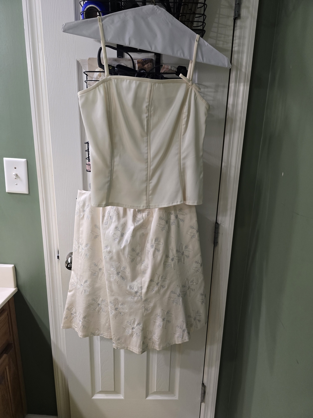 Apostrophe Cream Strapless Two-Piece Floral Dress